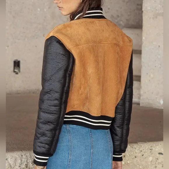 Blank NYC x Free People Collab Booksmart Varsity Jacket NWT - Picture 3 of 8
